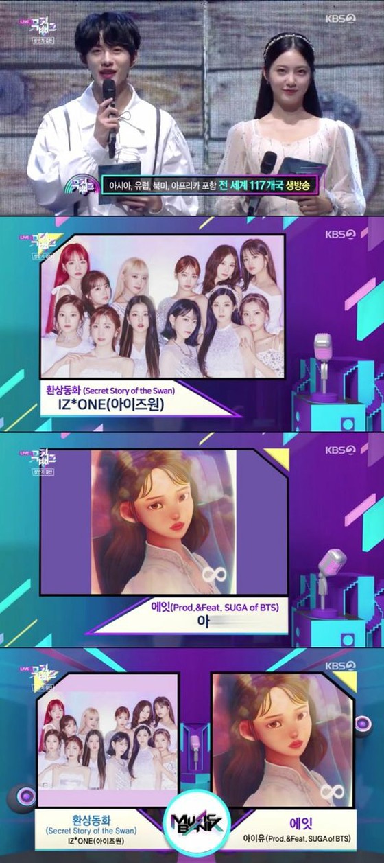 KBS 2TV 'MUSIC BANK' (June 4th) IZ*ONE' and IU as 1st place candidate.