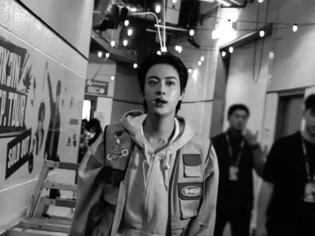 BTS' JIN releases behind-the-scenes photos from Anaheim concert and a photo of him and wootteo