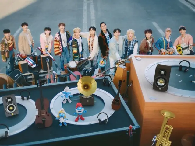 SEVENTEEN meets global character "Smurf"! ... Special music video for "God of Music" released (video included)