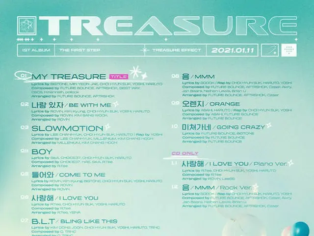 ”TREASURE”, 1st full album ”THE FIRST STEP: TREASURE EFFECT” track list released... Office senior Le