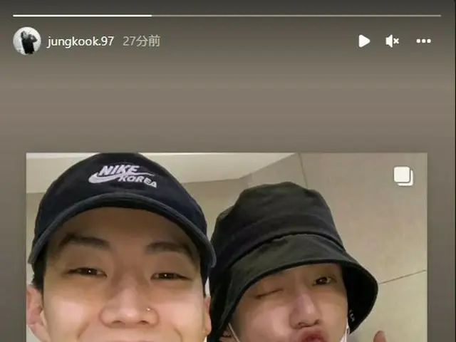 Jay Park released two shot photo with Jung Kook(BTS), Jung Kook reacted withflames. .. ..