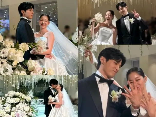 Actor Yoon Seon Woo and actress Kim Ga Eun's fairytale wedding scene...JUNHO (2PM) and Yuna (Girls' Generation) also participated