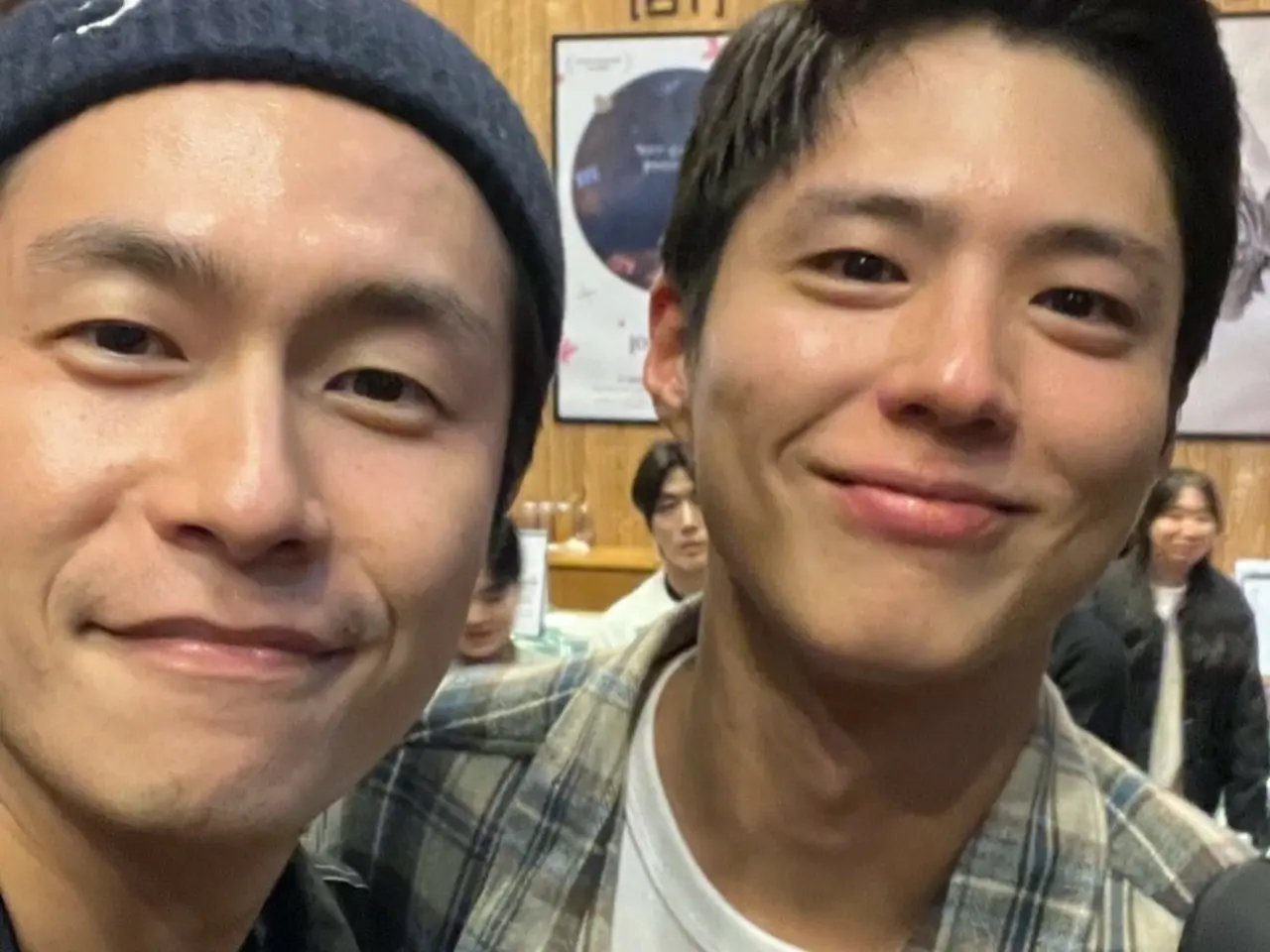 Actor Park BoGum and actor Lee Jae Woowon who came to see the musical ...