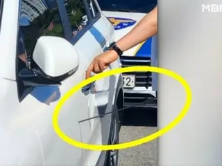 Arrow hits car waiting at traffic light... penetrates car door 11cm (South Korea)