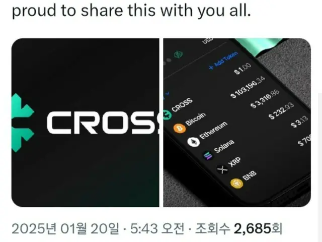 Jang Hyung-guk, who left Wemix, has released his new cryptocurrency project, Cross, with a BI