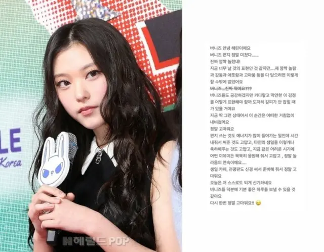 「NewJeans」ヘリン、活動中断中にファンへ心境