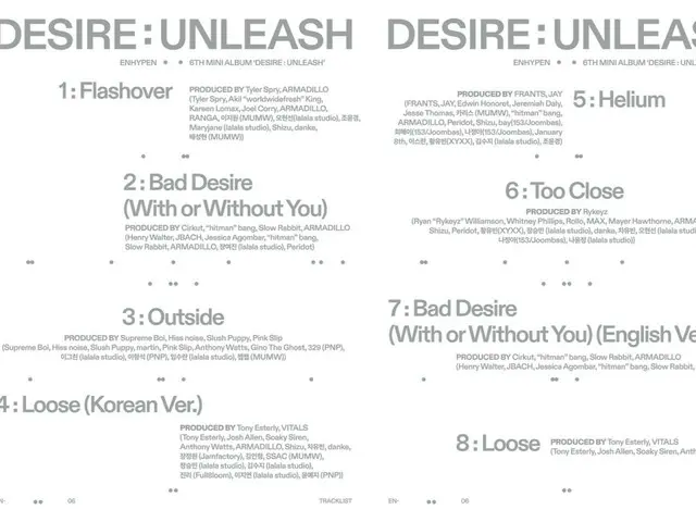ENHYPEN releases tracklist for 6th mini album "DESIRE : UNLEASH"... Depicting desire