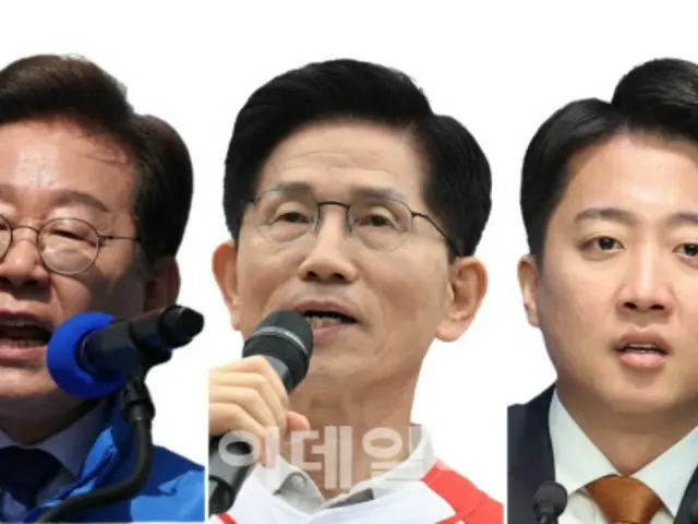 If you were to vote tomorrow? Candidate Lee Jae-myung 49%, candidate Kim Moon-soo 34%, candidate Lee Jun-seok 8% = Korean media