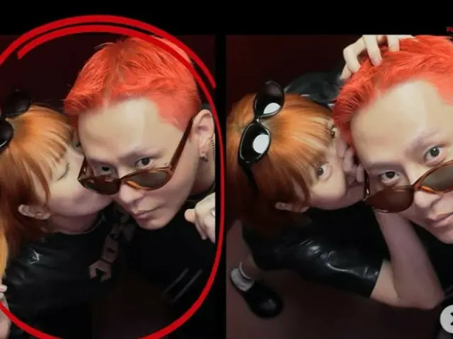 HyunA kisses her husband Yong Jun Hyeong on the cheek... Newlywed couple's "lovey-dovey skinship"