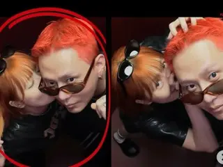 HyunA kisses her husband Yong Jun Hyeong on the cheek... Newlywed couple's "lovey-dovey skinship"