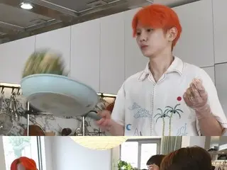 SHINee's Key looks like he's eating a buffet... What about eating a huge amount of housewarming party food that took 2 hours to prepare?