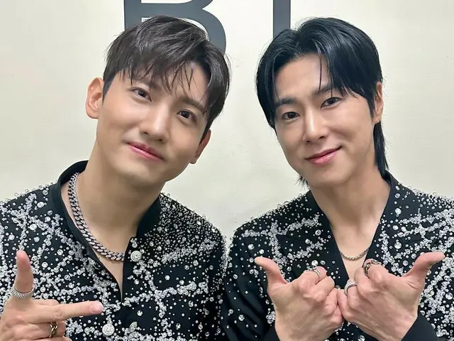 "TVXQ" smiles brightly after the first day of "SMTOWN LIVE 2024" at Tokyo Dome