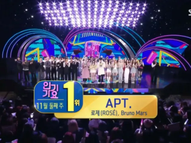 BLACKPINK's Rosé and Bruno Mars' "APT." tops SBS Inkigayo for three consecutive weeks... achieving triple crown